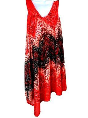 Summer Cato Shift Dress XS Coral Red Asymmetric Hem